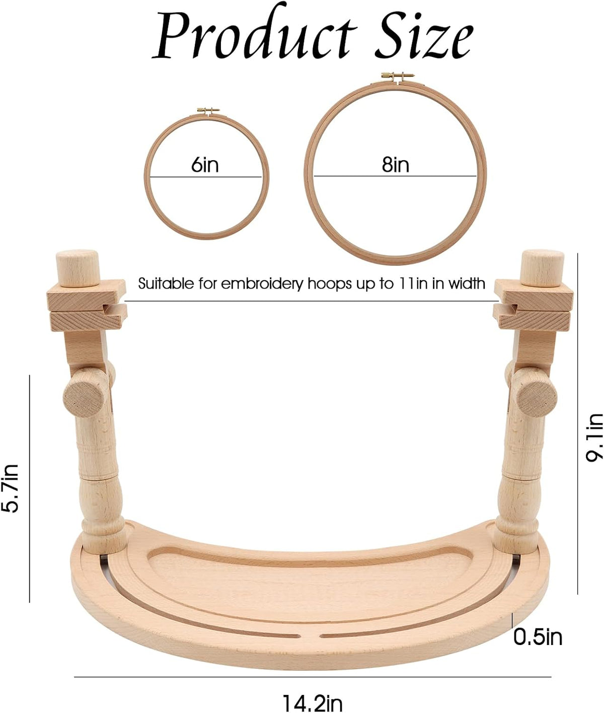 ZOCONE Multifunctional Beech Wood Embroidery Hoop Stand with 2 Pcs 6''