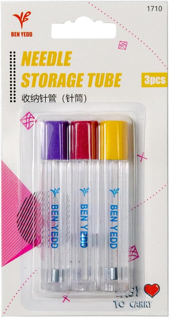 BEN YEDD 3-Pack Magnetic Sewing Needle Storage Tubes, Hexagonal