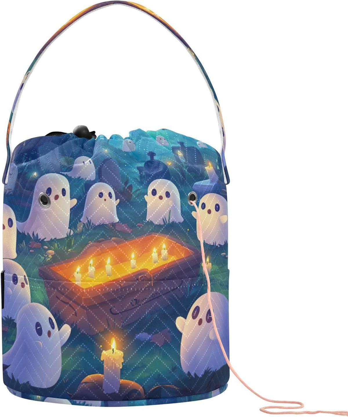 YETTASBIN Halloween Ghost Yarn Storage Bag, Large Crochet Knitting Bag
