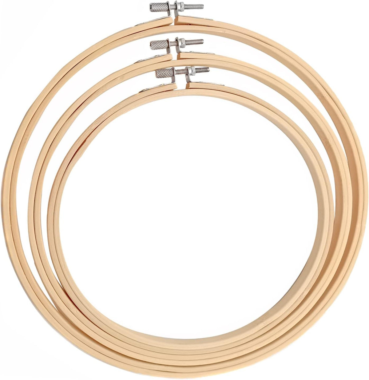 Cldamecy 3 Pieces Embroidery Hoops 7/8/10 inch,Round Bamboo Adjustable