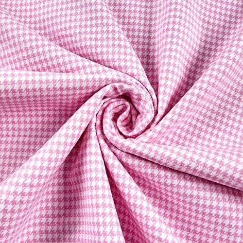 Comfy Flannel Houndstooth Pink, Fabric by the Yard