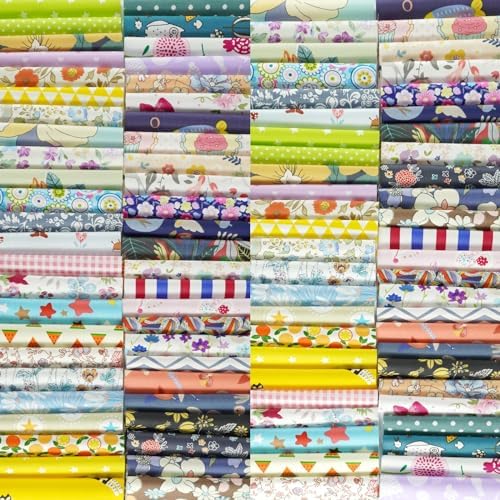 200pcs 10cm x 10cm Floral Cotton Fabric Squares