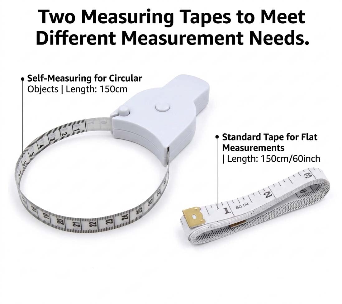 Body Measuring Tape Set, 60in/150cm, Automatic Retractable Tape