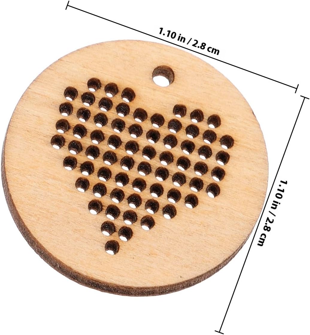 5pcs Round Wood Cross Stitch Chips Handmade DIY Pendants