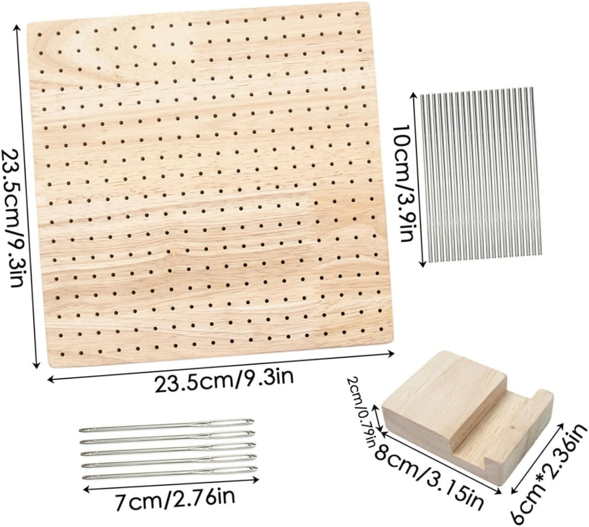 Square Crochet Blocking Board for Craft Lovers, Wooden Khaki Set