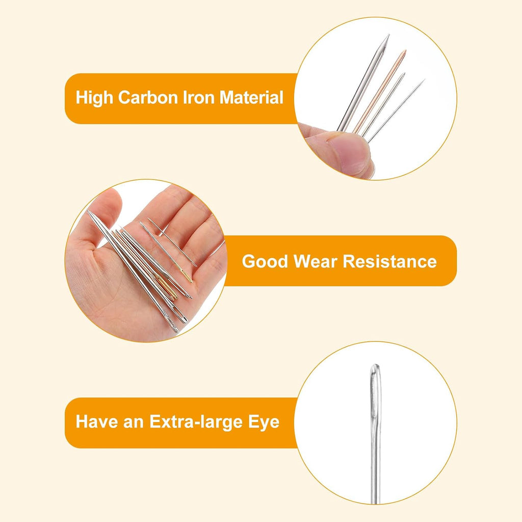 uxcell 20Pcs Large Eye Needle, 2.28" 0.9mm High Carbon Iron Embroidery