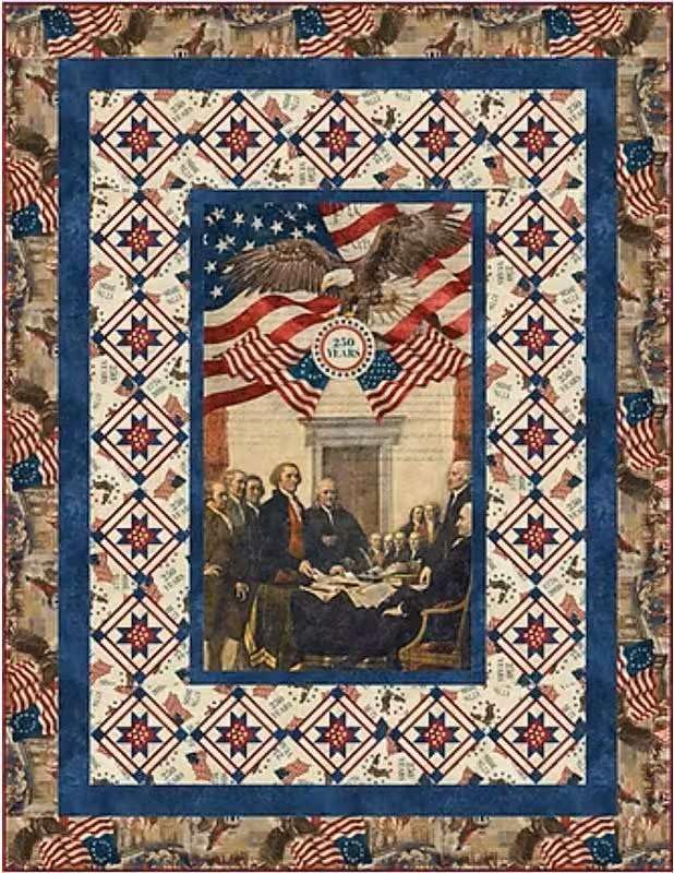 Patriotic, 24-inch Fabric Panel, Historic, Stonehenge, America 250