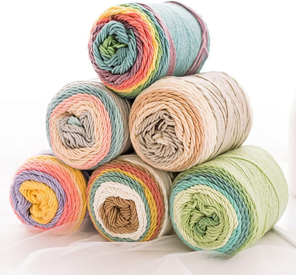 Yarn, Soft Acrylic Knitting Wool Rainbow Color Hand-Woven for Scarf