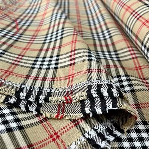 TEXTILORD® Italian Design Beige Plaid (Tartan) Viscose Luxury