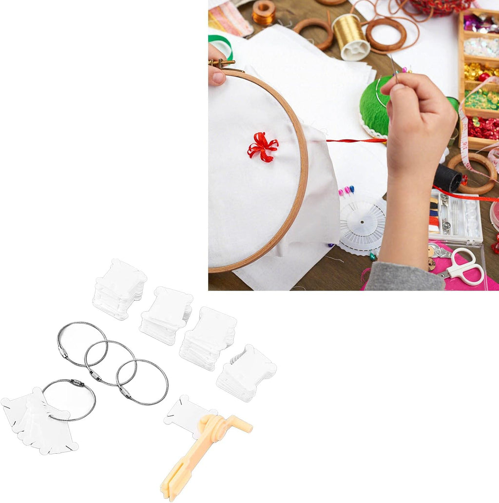 120PCS Plastic Floss Bobbins with 1 PCS Bobbin Winder, Embroidery