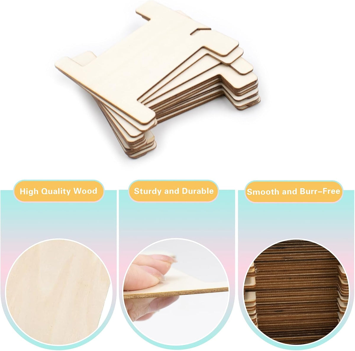 50 PCS Ribbon Storage Organizer, Empty Wooden Flat Spool Bobbin Sewing