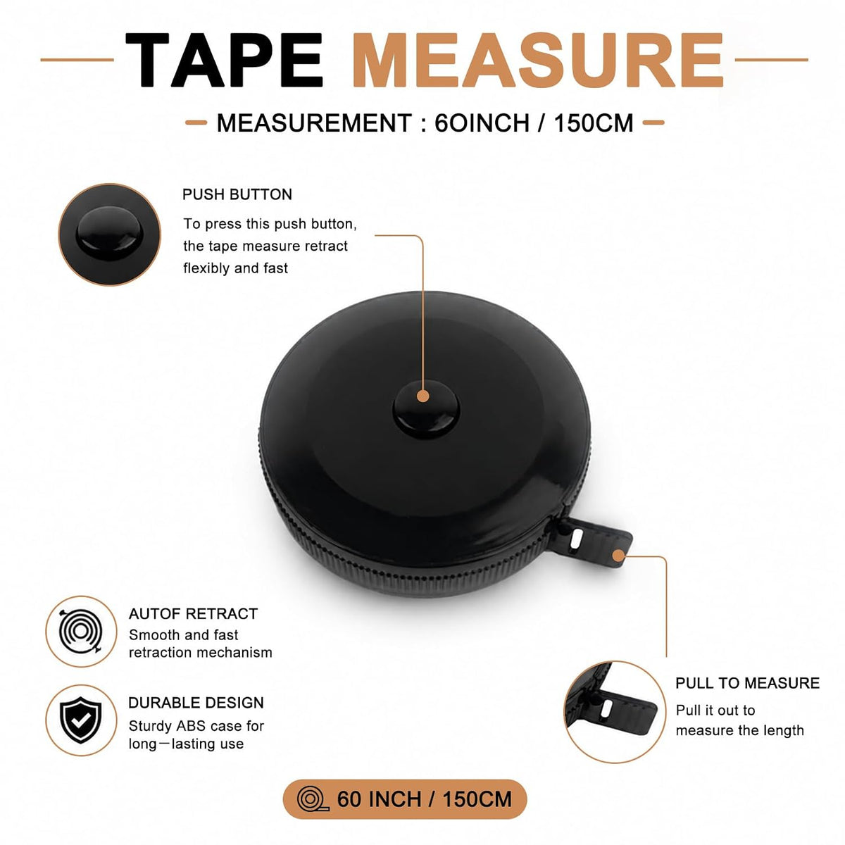 GDMINLO 2 Pack Tape Measure Retractable Measuring for Body Fabric