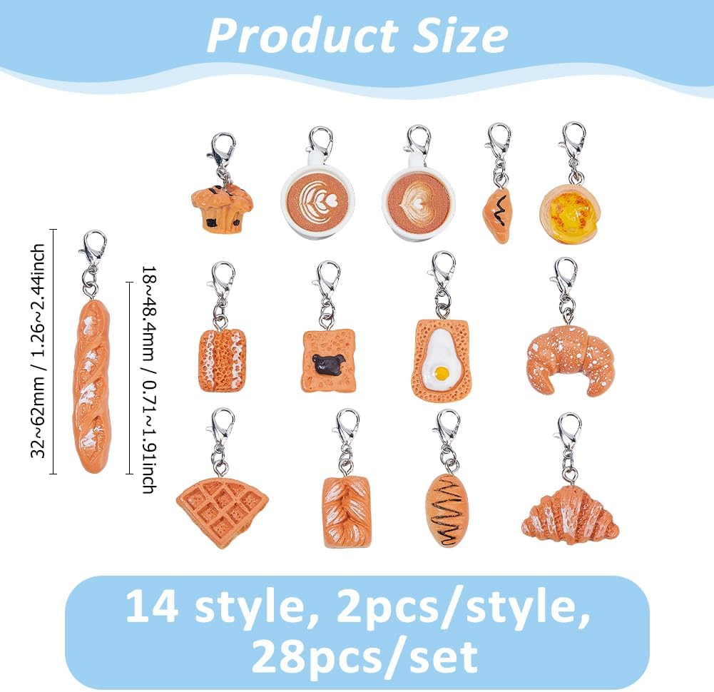 27Pcs Stitch Markers 14 Style Enamel Dessert Food Resin Knitting