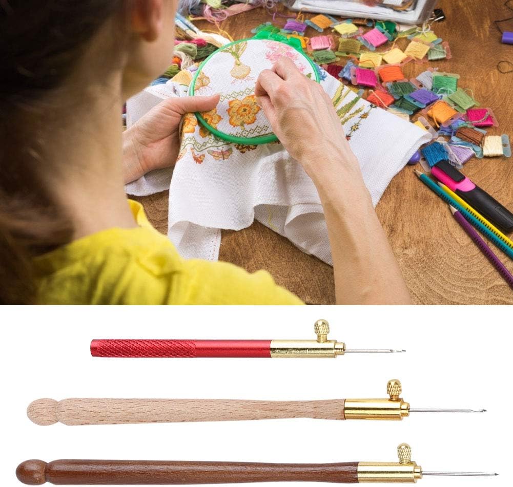 Ergonomic Tambour Crochet Hook Beech Wood, 12 PCS