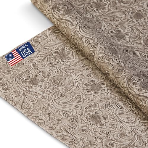 Tooled Faux Leather Western Cowboy, Floral Embossed Vinyl, Craft DIY