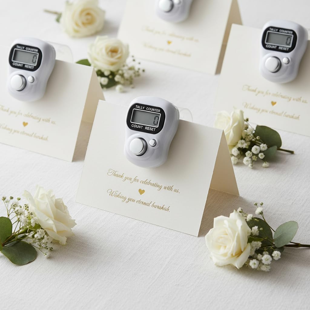 SET OF 12 White Digital Finger Counters | White Tasbih/Dhikr Counters