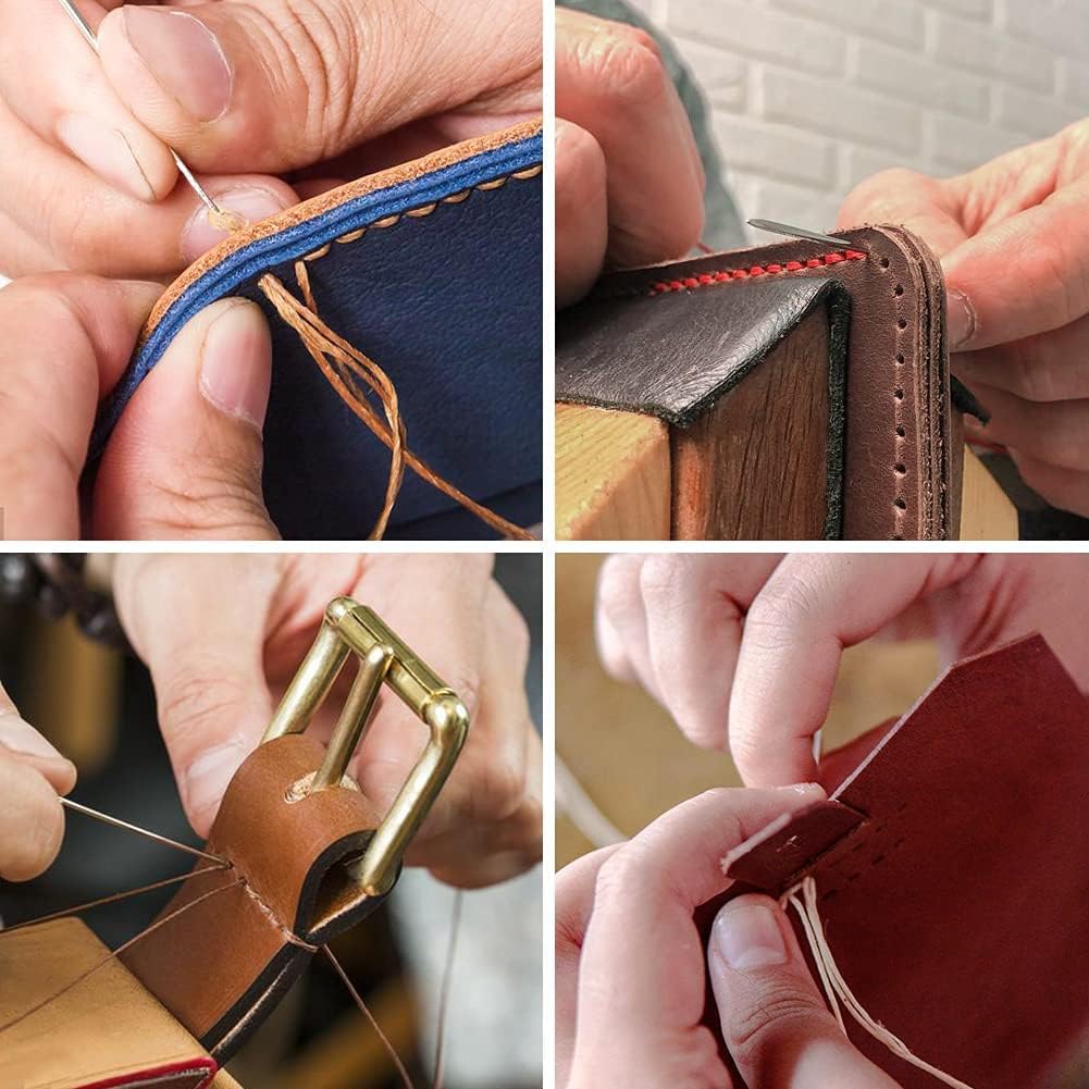 Auniwaig Sewing Waxed Thread, Leather Sewing Flat Waxed Thread String