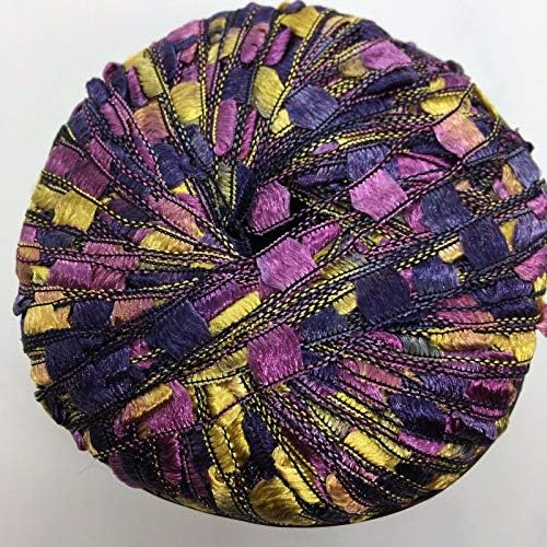 Berlini Ladder Ribbon Maxi Yarn #139 Viking - Purples, Yellow-Gold