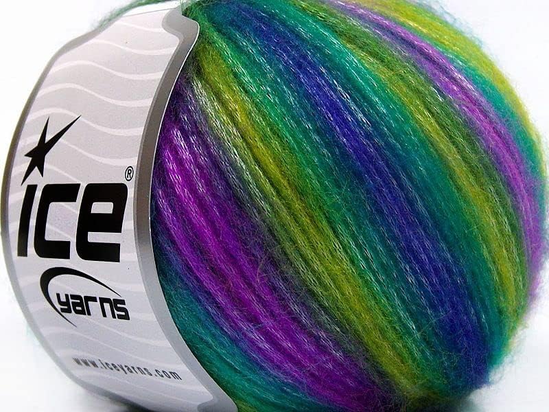 Lilac, Green Shades, Purple, Teal Picasso Fuzzy with Subtle Sheen