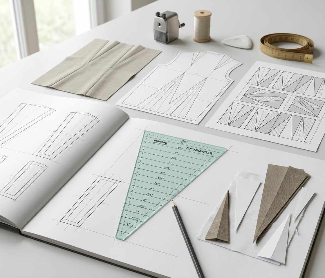 Printtoo 30 Degree Triangle Quilt Ruler for Wedge Piecing and