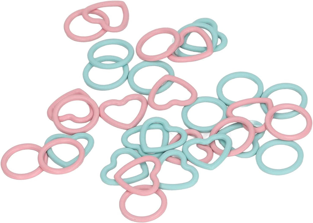 32 Pcs Knitting Stitch Markers, Heart and Round Shape Rings for