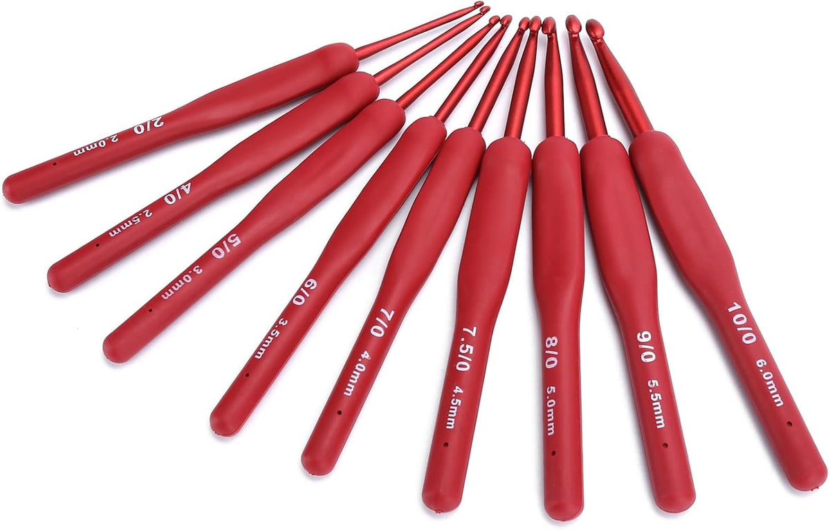 Rengue Ergonomic Crochet Hook Set, 9 Pcs 2-6mm Knitting Needles with