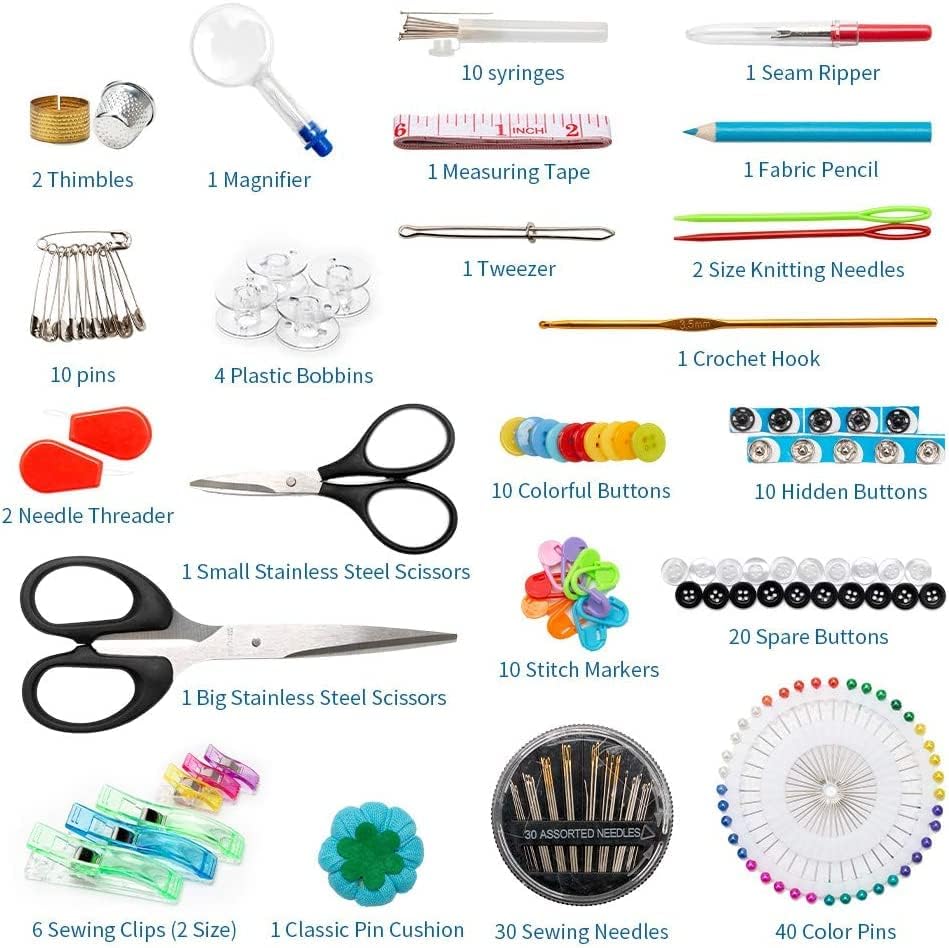 FELTHOUSE 206 pcs Sewing Kit, Complete Sewing Kit Set - Thread Box