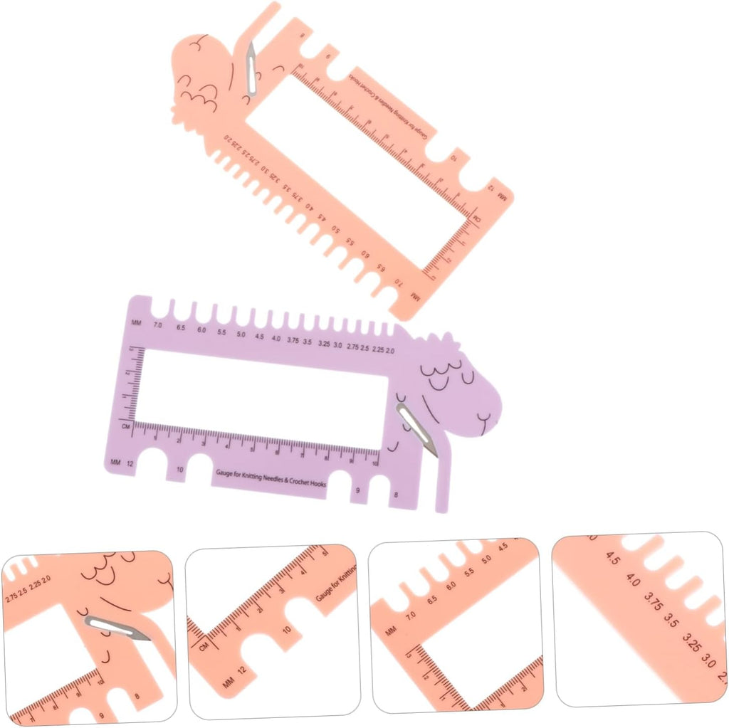 Sheep Head Knitting Needle Gauge Tool, Plastic 2 Piece Purple