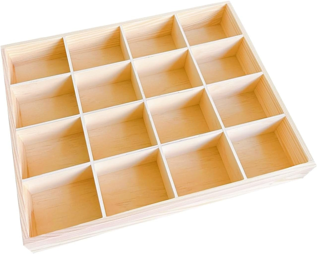 Wooden Organizer Box Storage Divider Holder Showcase Display Tray