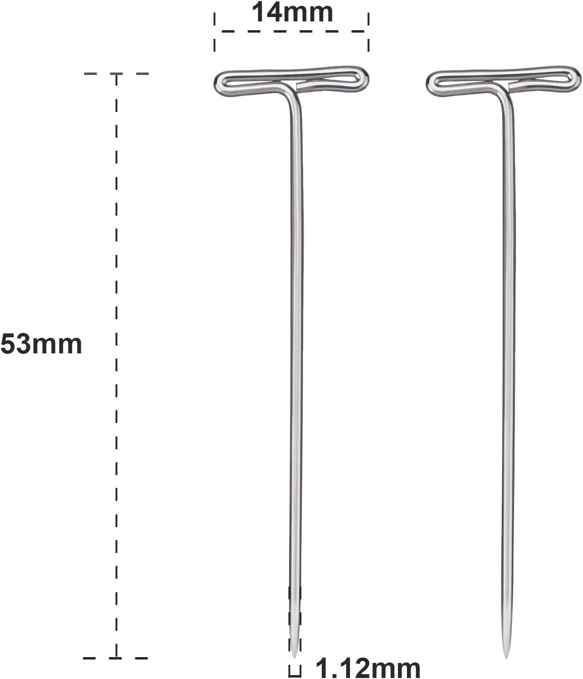 Mudder 100 Pack T-Pins for Wig 2 Inch Long Straight Sewing Pins