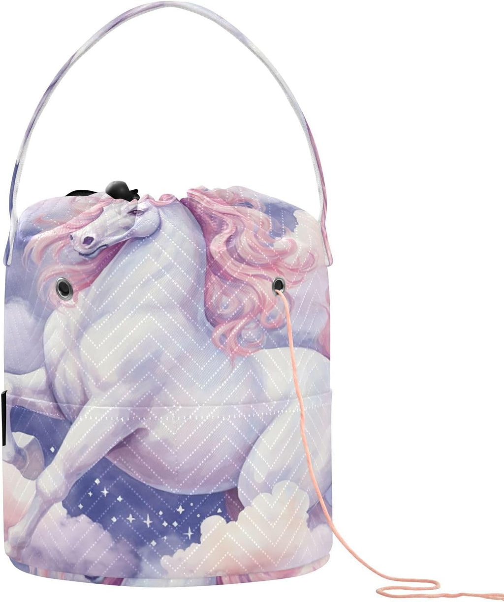 YETTASBIN Unicorn Yarn Storage Bag, Large Crochet Knitting Bag