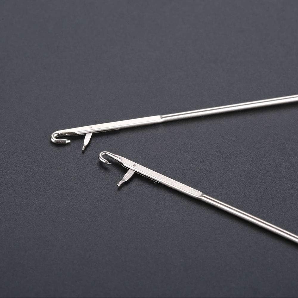 2 Pcs 10.4" & 7" Stainless Steel Sewing Loop Turner Hook with Latch