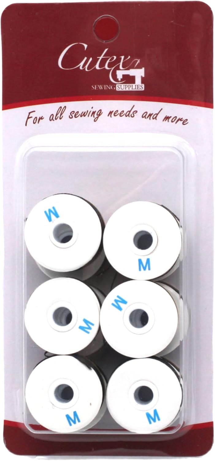 Cutex 12 Style M 69 Nylon Paper-Sided Prewound Bobbins Black/White Tex