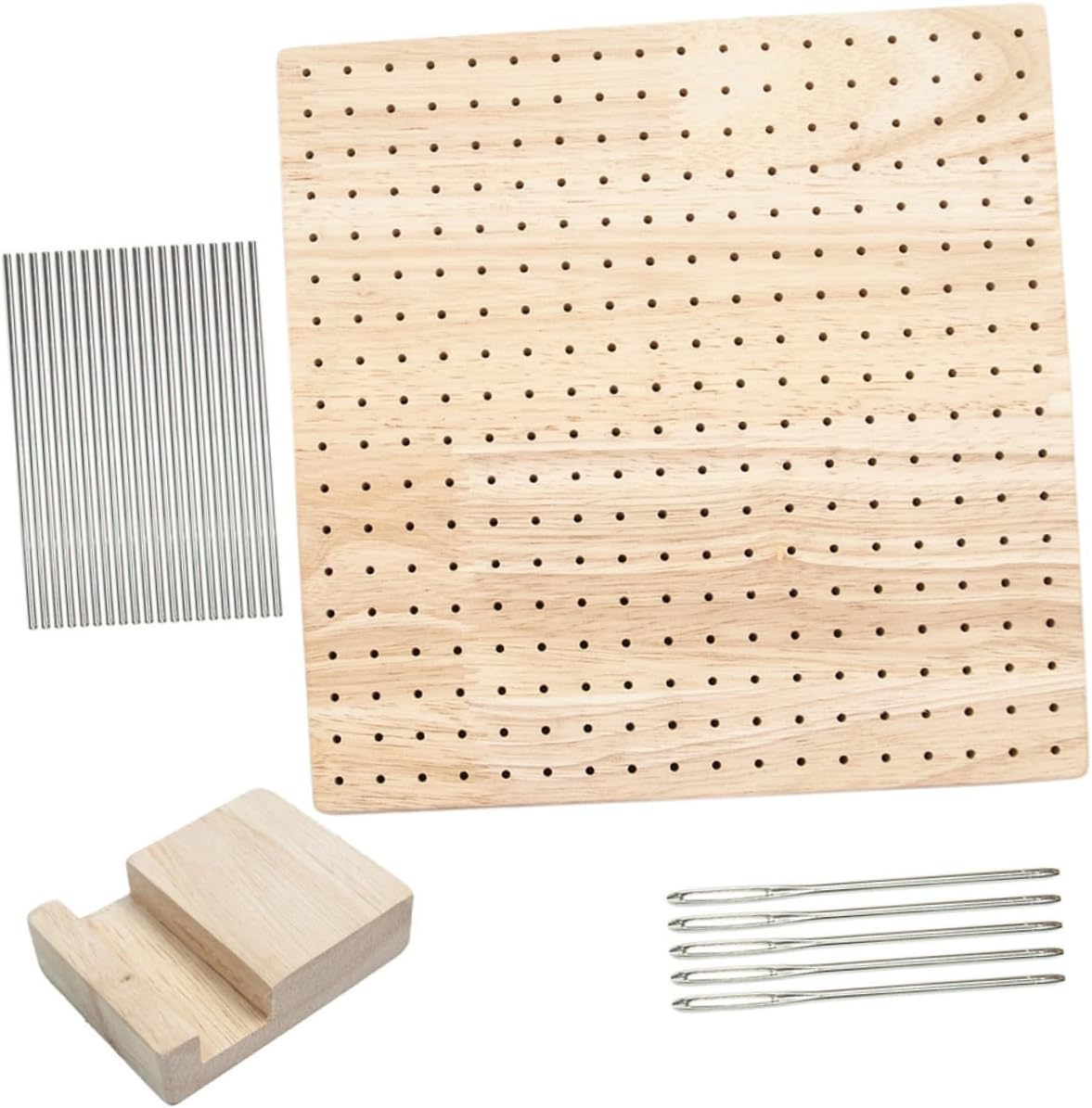 Square Crochet Blocking Board for Craft Lovers, Wooden Khaki Set