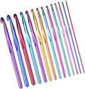 Aluminum Crochet Hooks Set, Colorful Single End Sizes for Practice