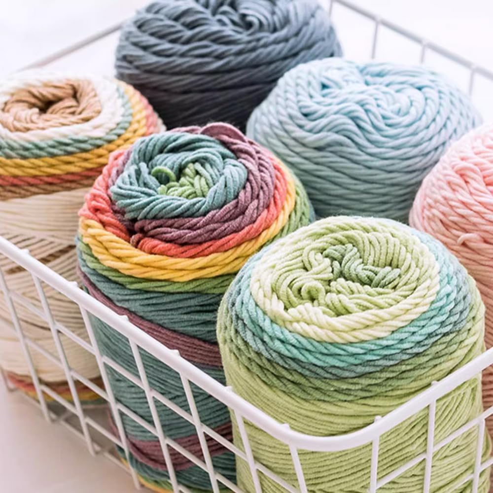 Yarn, Soft Acrylic Knitting Wool Rainbow Color Hand-Woven for Scarf