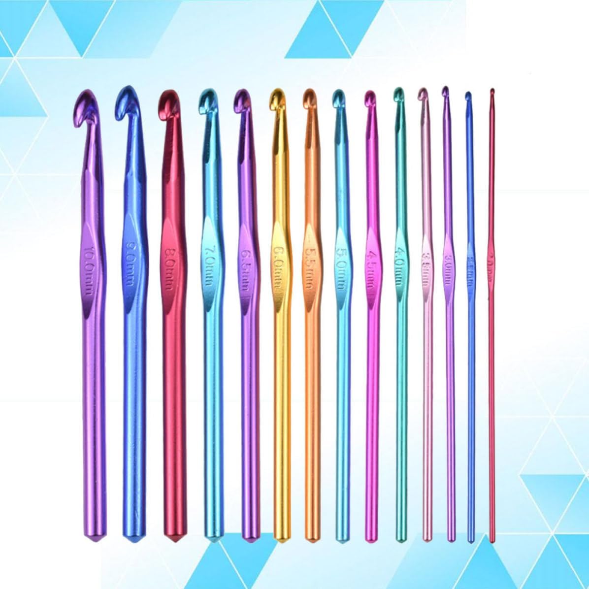 Colorful Aluminum Crochet Hooks Set, Ergonomic Multiple Sizes