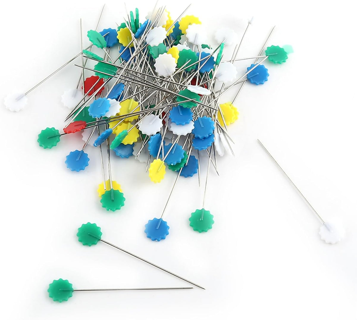 100pcs Flat Head Pins, Colored Heads Quilting Pins Flat Head Straight