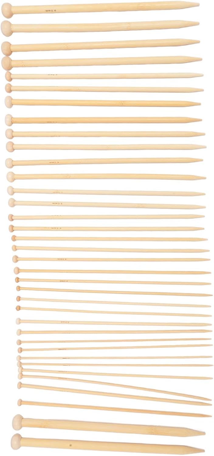 OVAQUIXI Bamboo Knitting Needles Set, 36pcs Carbonized Single Point