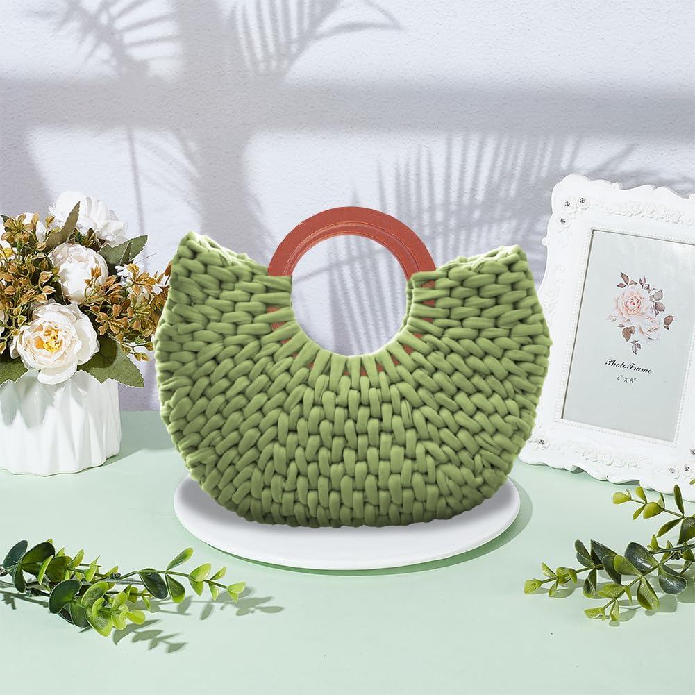 FREEBLOSS Crochet Bag Kit for Beginners Wooden Handle Crochet Tote Bag