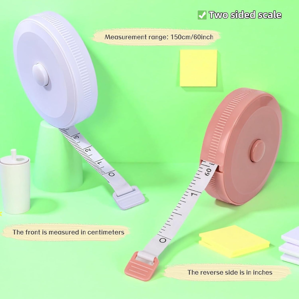 4-Pack Mini Soft Retractable Tape Measure, 60 Inch /150 cm Dual-Scale