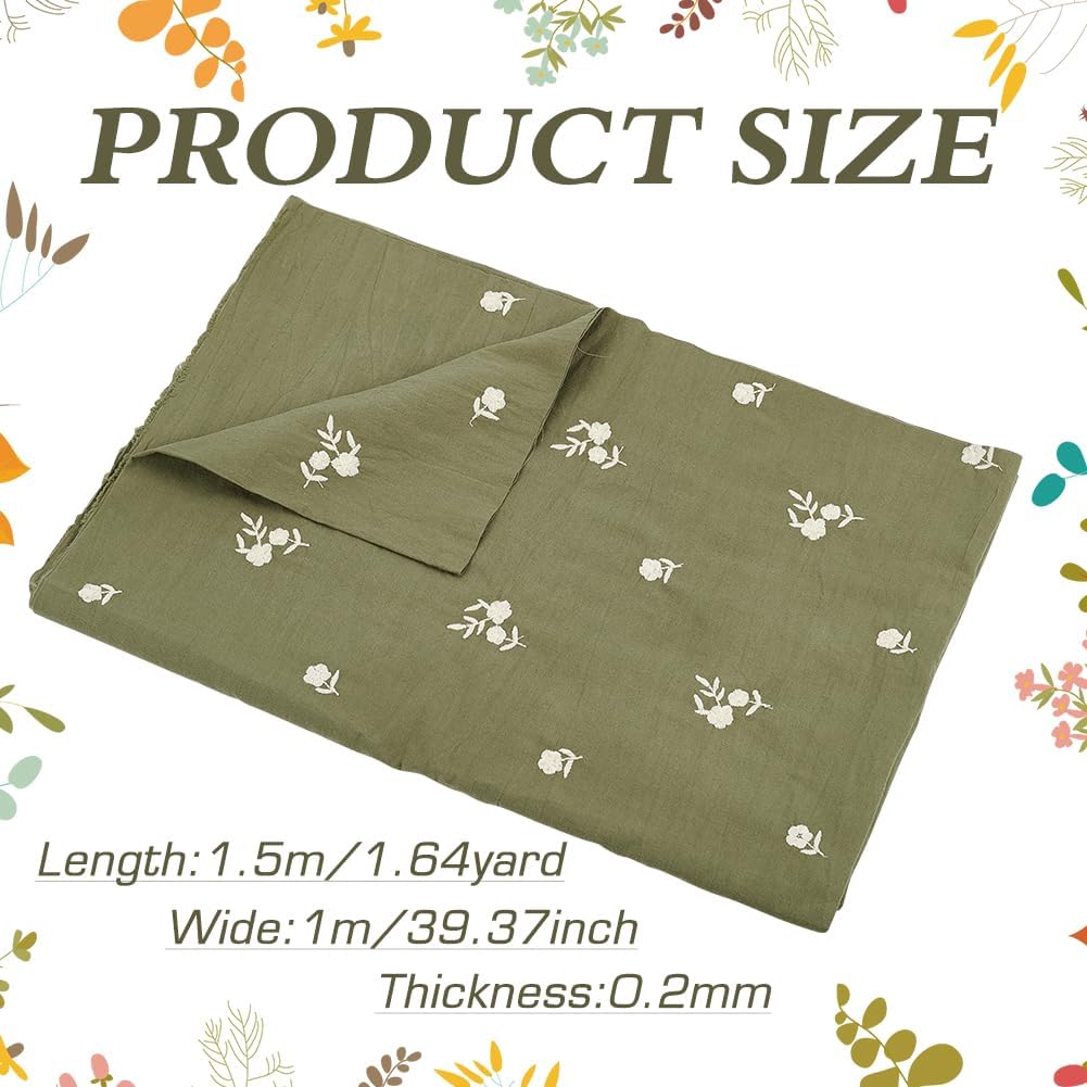FINGERINSPIRE 1.1 Yard Green Floral Cotton Fabric - 59" Wide, Green