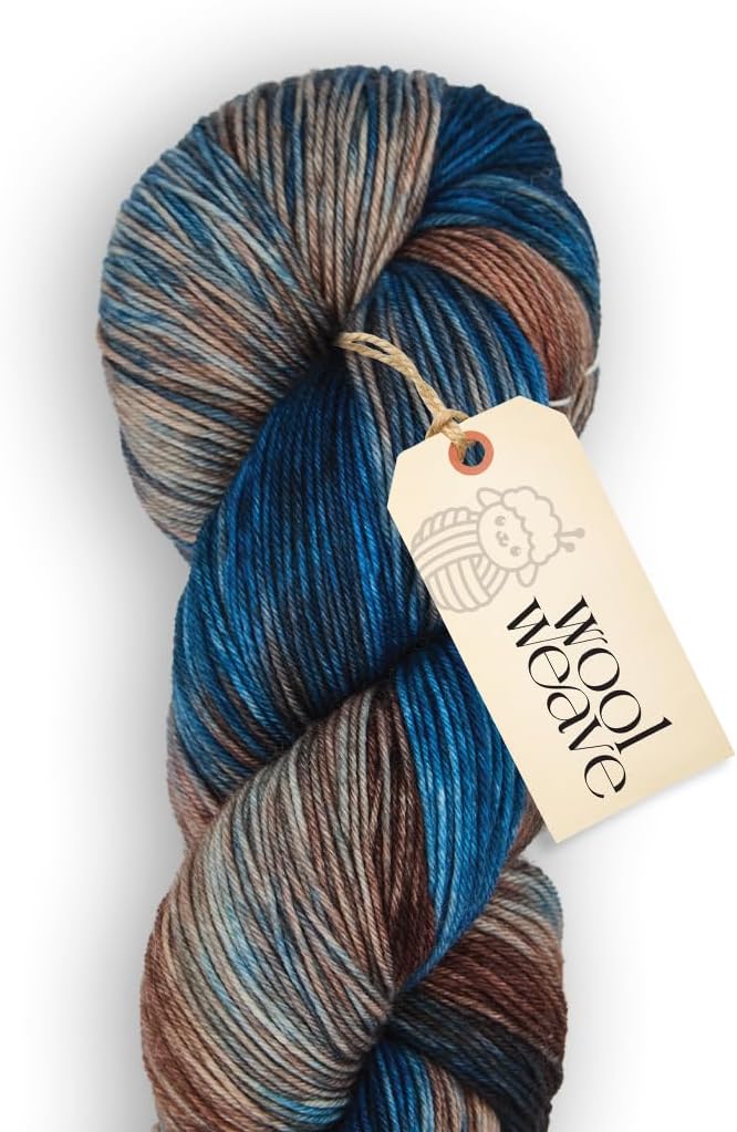 Woolweave Fingering Weight Yarn - Hand Dyed Variegated Sock Yarn, 75%