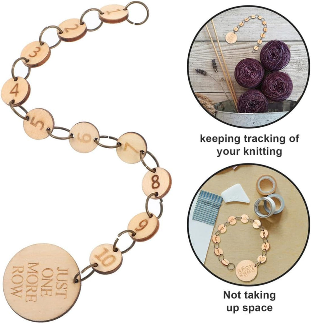 VILLCASE 2pcs Wooden Knitting Marker Chains Numbered Stitch Markers