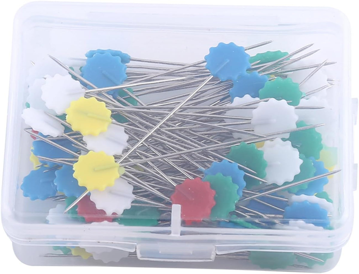 100pcs Flat Head Pins, Colored Heads Quilting Pins Flat Head Straight