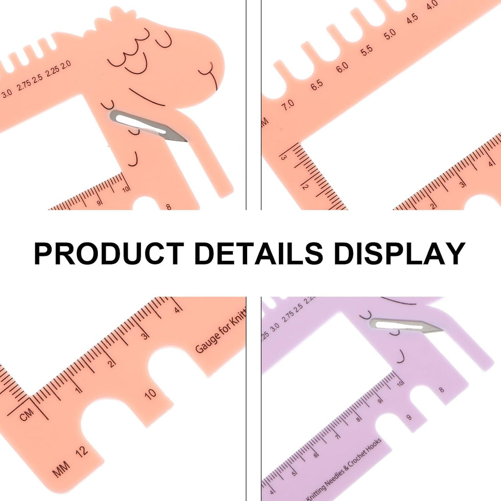 SEWACC 2pcs Professional Knitting Needle Gauge, Sheep Head Crochet