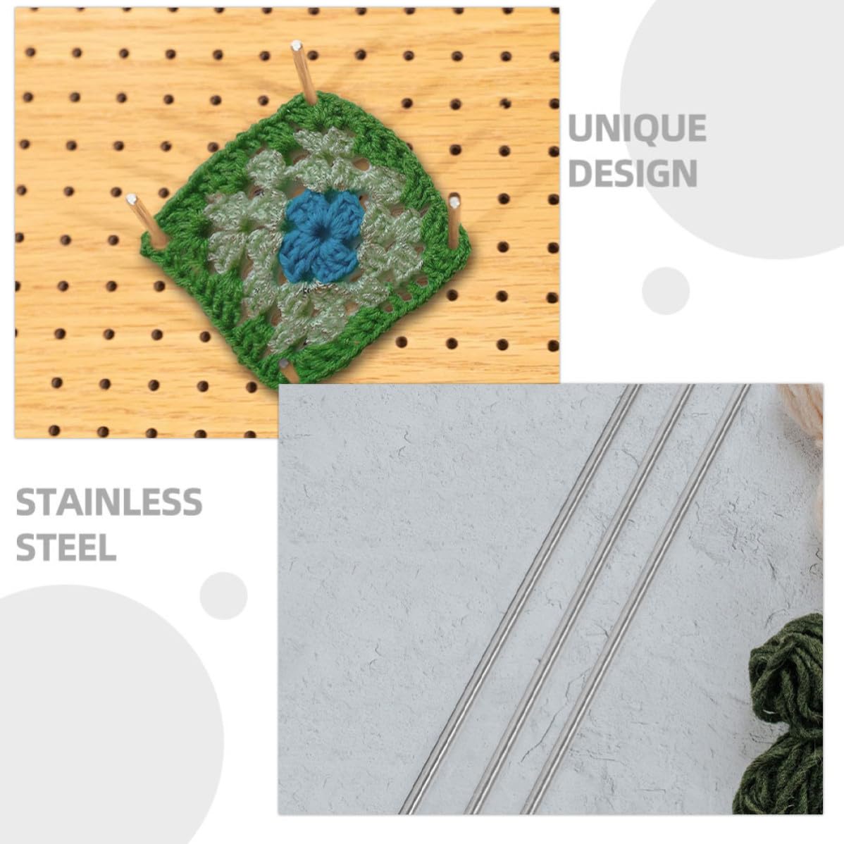 4pcs Stainless Steel Crochet Board Pins for Blocking Motifs