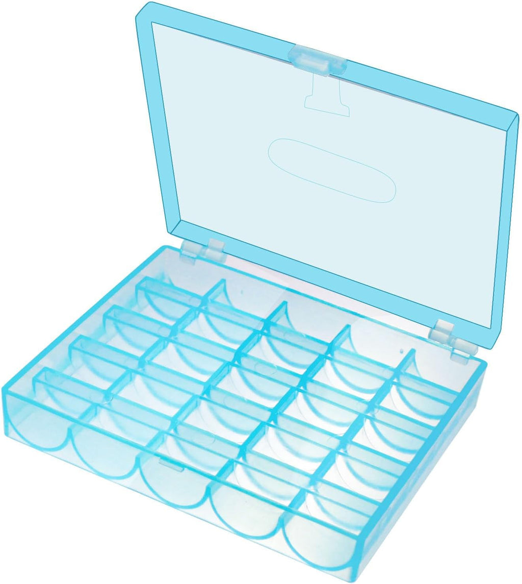 2 Pack 25 Slots Empty Bobbins Spools Box, Sewing Craft Plastic Case
