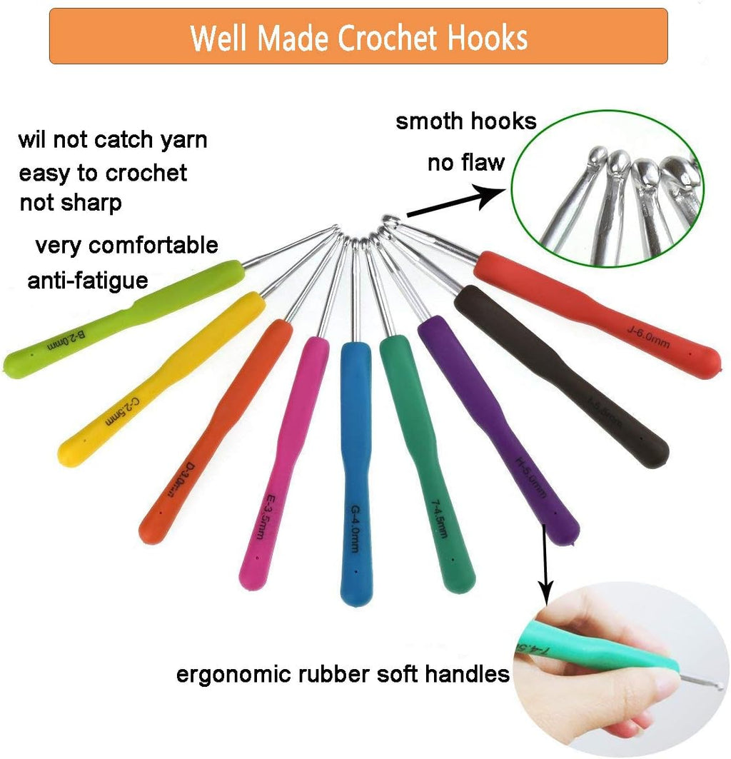 KOKNIT Crochet Hooks Set with Storage Case - 9 Soft Grip Ergonomic