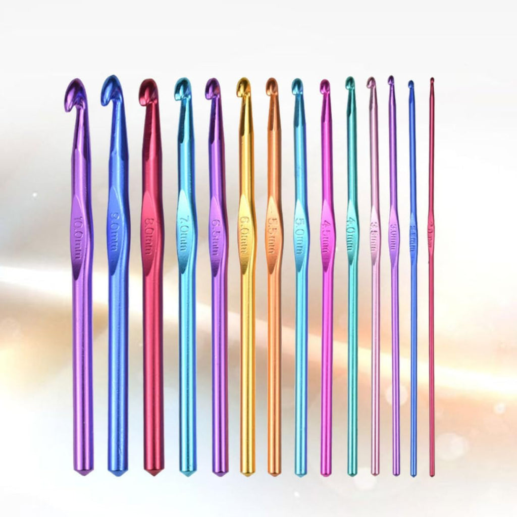 Colorful Aluminum Crochet Hooks Set, Ergonomic Multiple Sizes